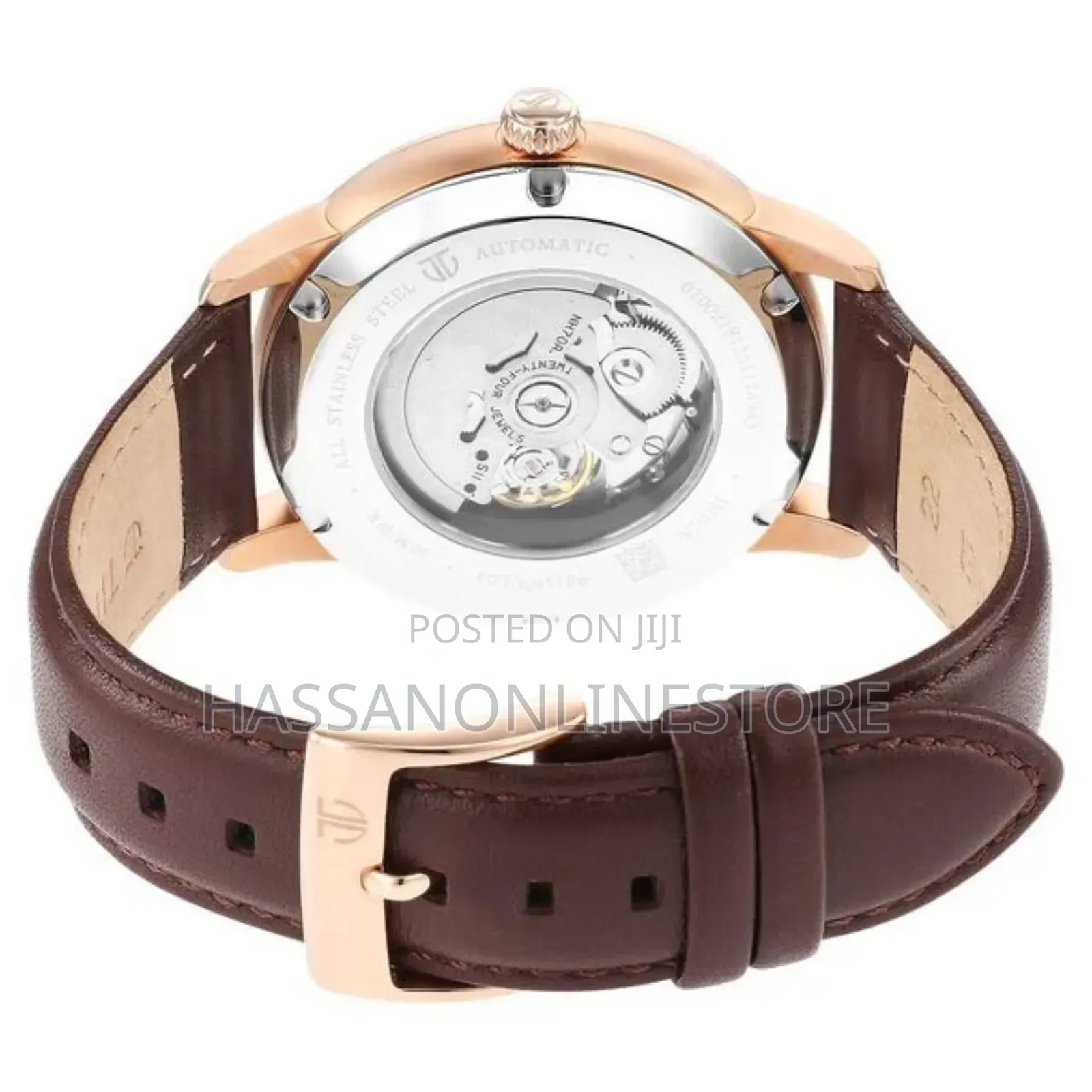 Titan Skeletal Automatic Blue Dial Brown Leather Strap Watch