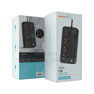Porodo Blue 4 Ac Power Strip - Black