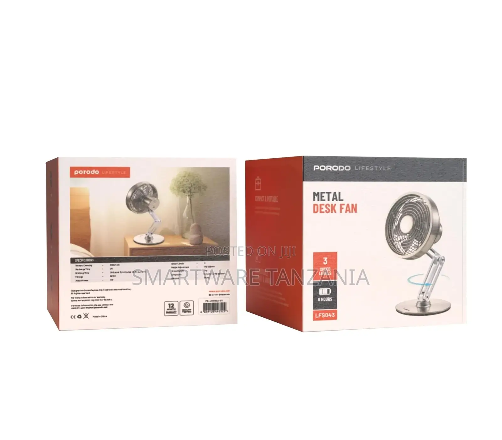 Porodo Lifestyle Metal Desk Fan - Gray