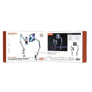Porodo Multi-Joint Aluminum Desk Mount - Grey