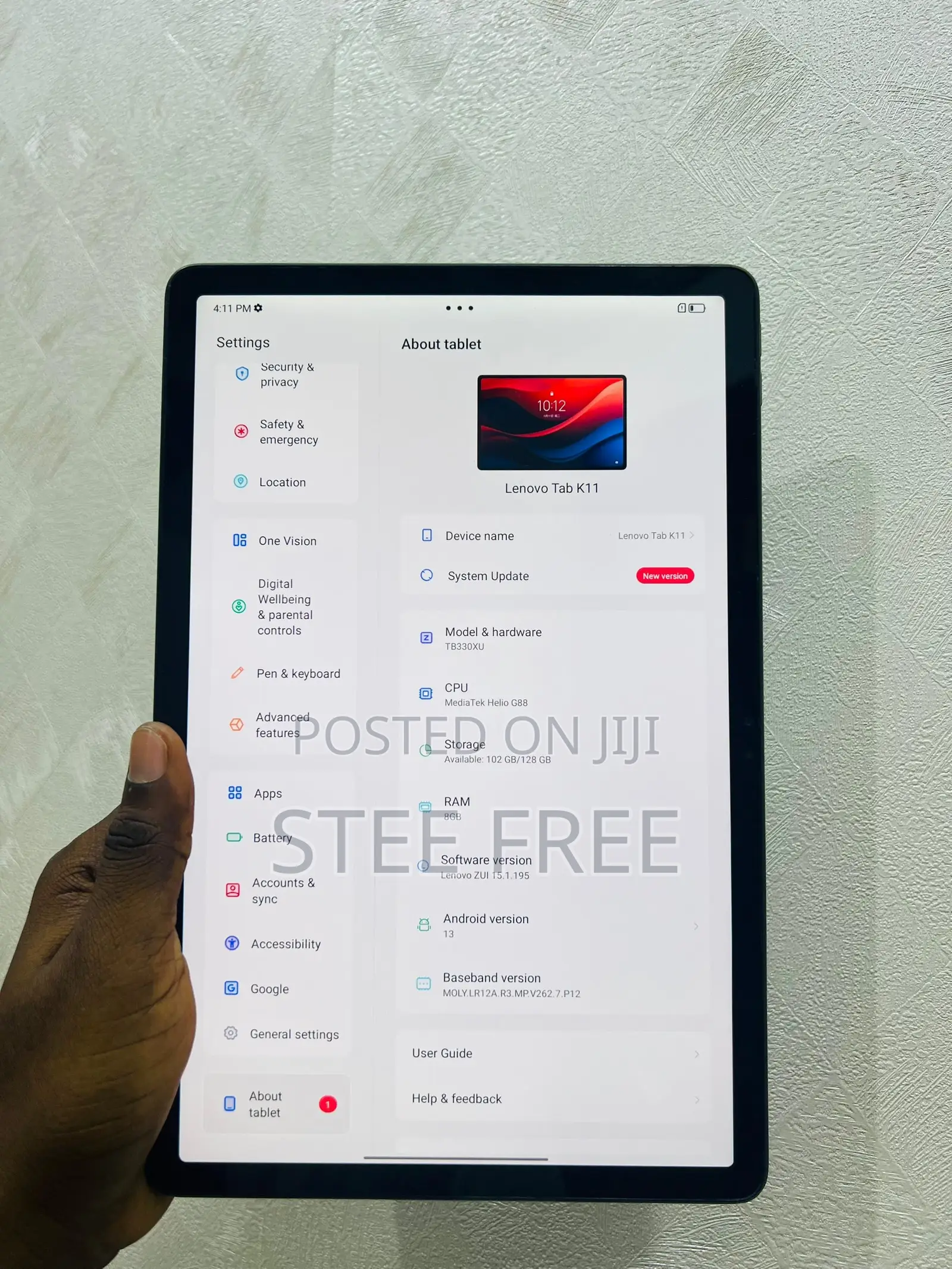 New Lenovo Tab K11 128 GB Gray