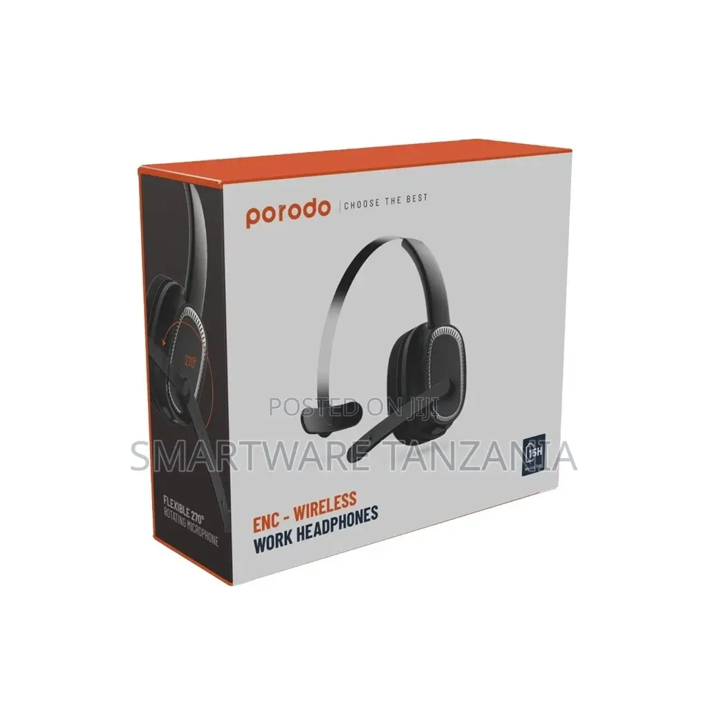 Porodo Enc Wireless Work Headphone - Black