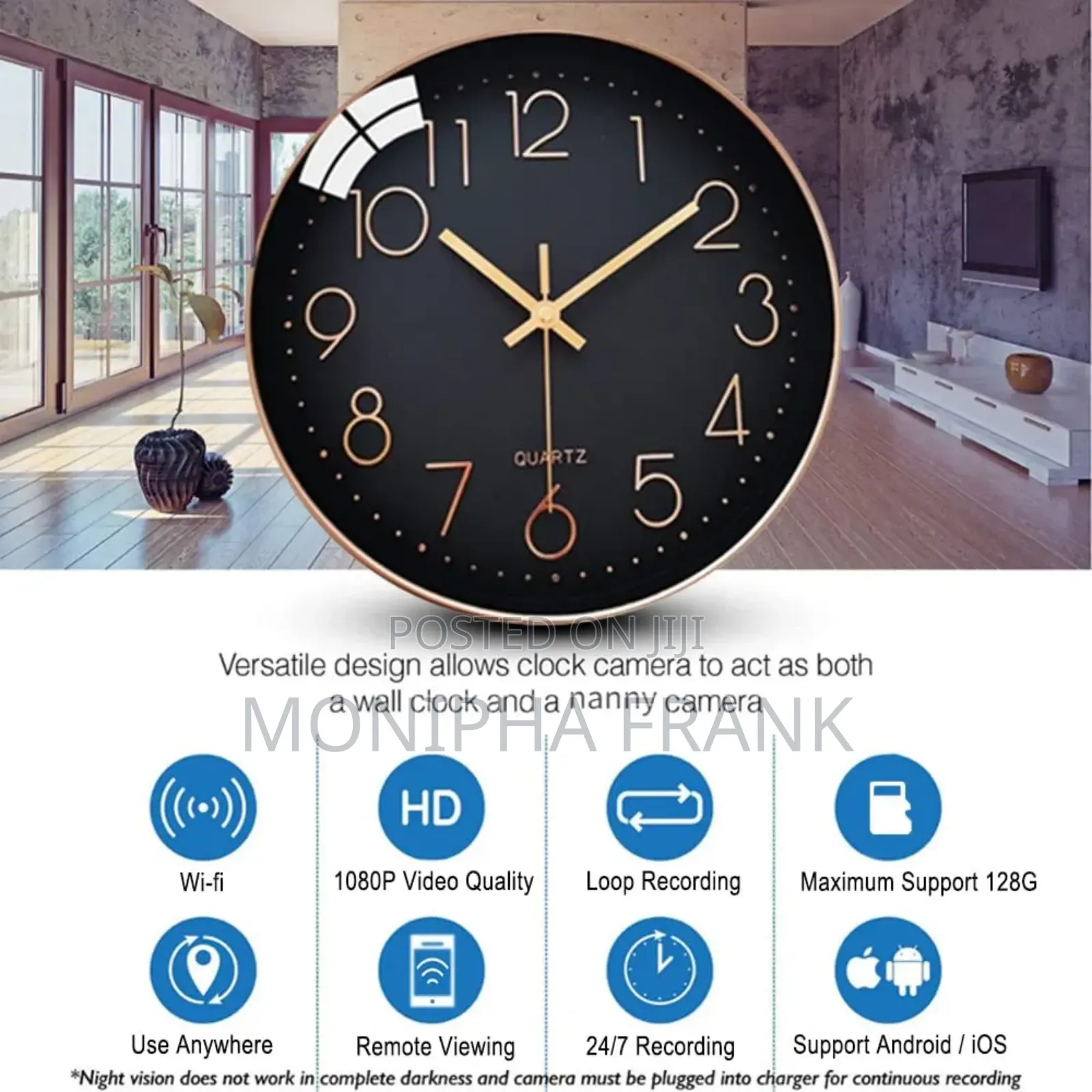 Wi-Fi Wall Clock Spy Camera