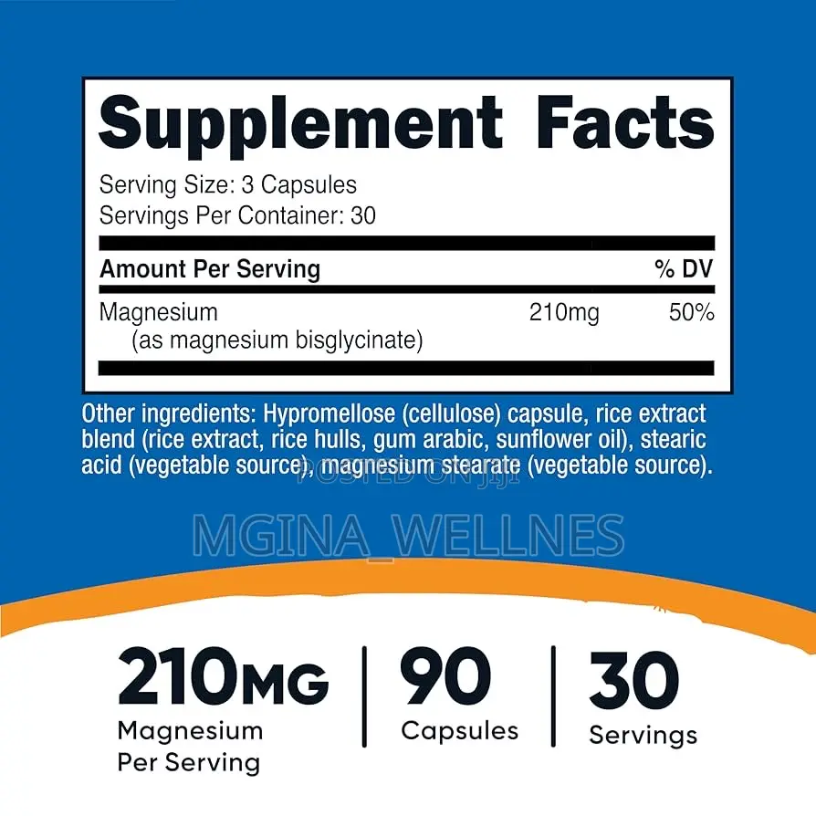 Nutricost Magnesium Glycinate Capsules (90 Capsules, 210 Mg