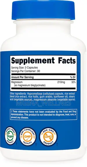 Nutricost Magnesium Glycinate Capsules (90 Capsules, 210 Mg