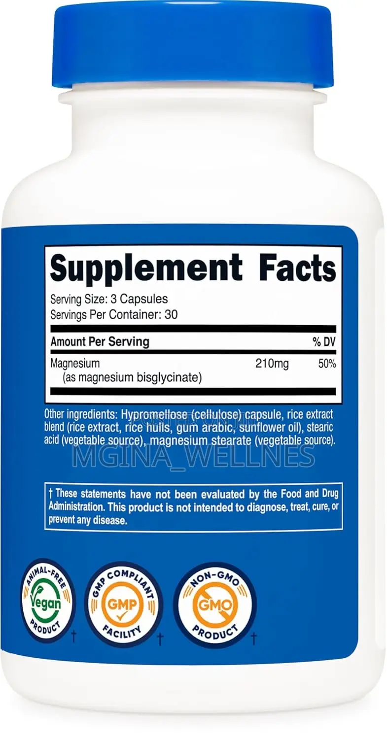 Nutricost Magnesium Glycinate Capsules (90 Capsules, 210 Mg