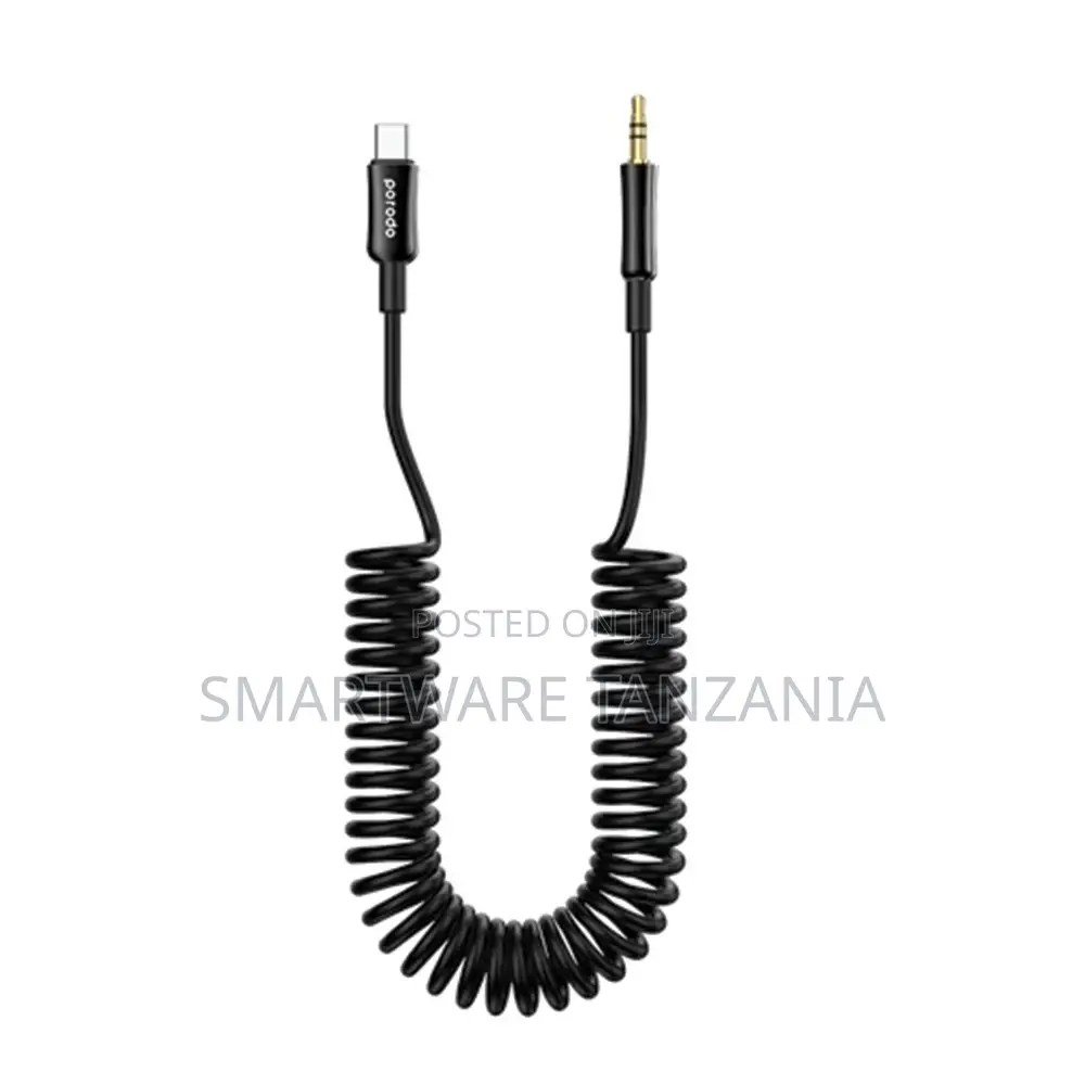 Porodo Type C to Aux Coil Cable 1.2m - Black