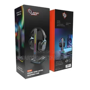 Porodo Gaming RGB Lighting Headphone Stand, Cable Storage