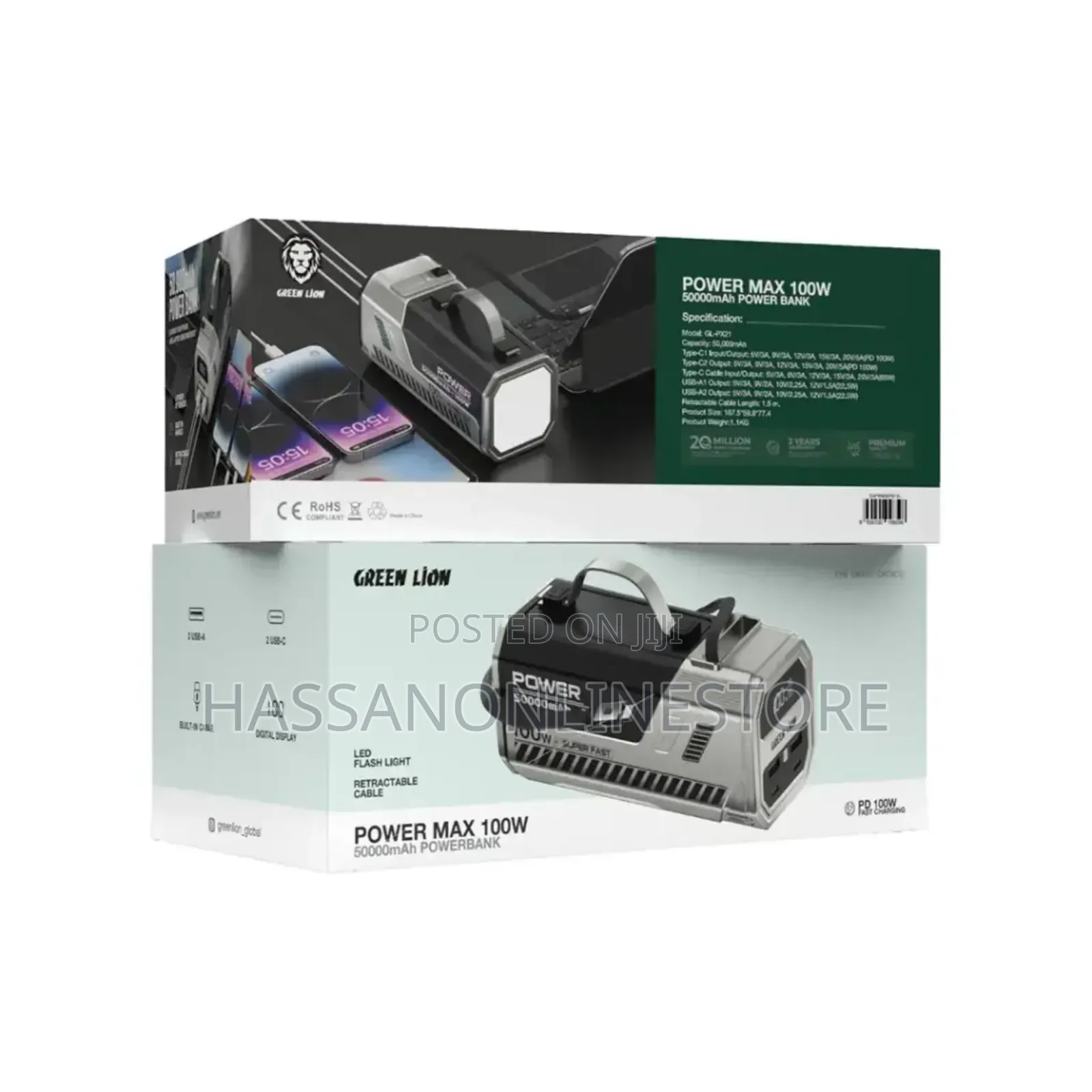 Green Lion 50000mah Power Bank 100w - Silver