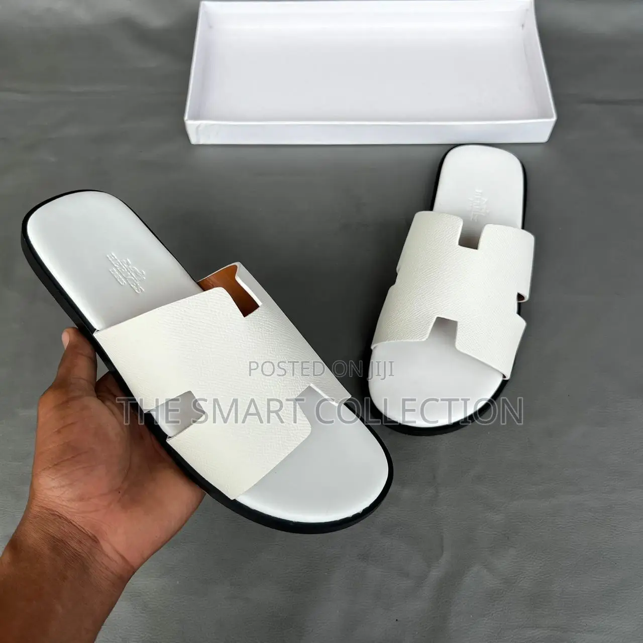 Hermes Leather Sandals (Black White)