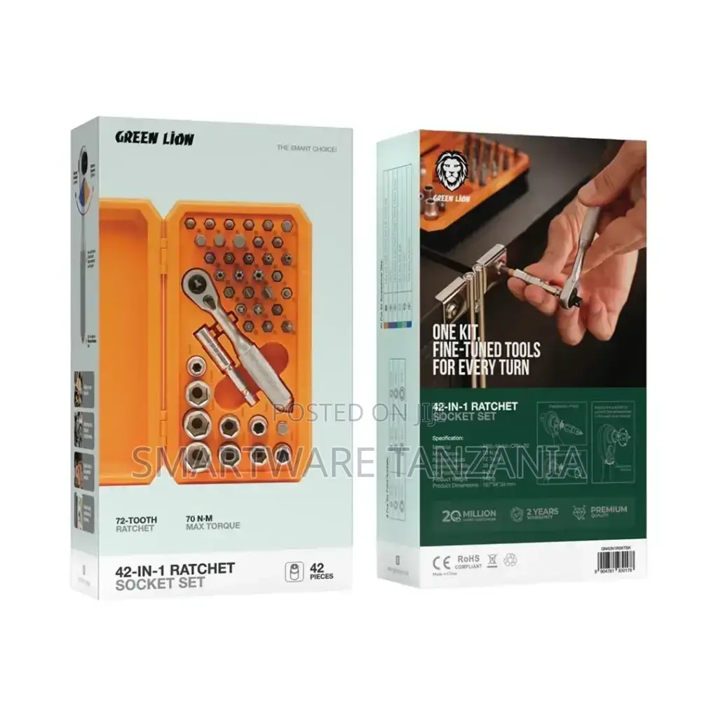 Green Lion 42-in-1 Ratchet Socket Set - Black
