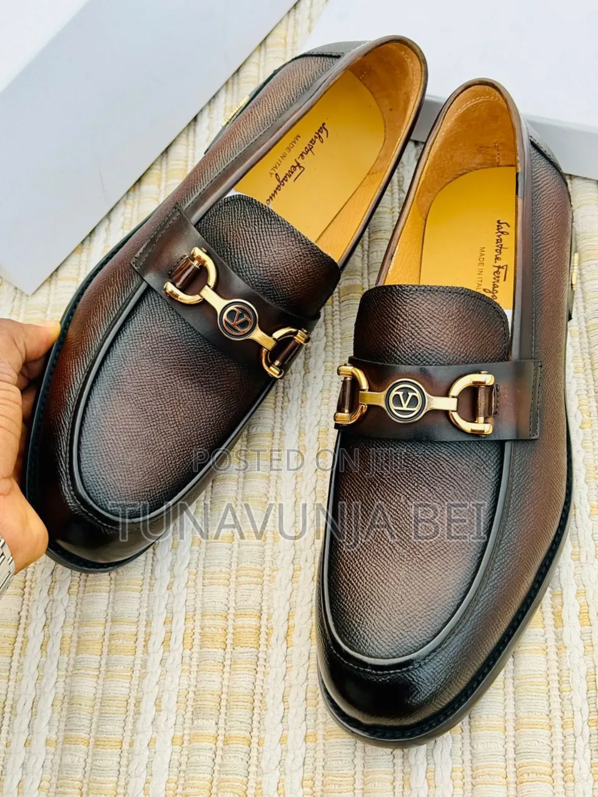 Leather Coffee Shoes / Ferregamo Shoes