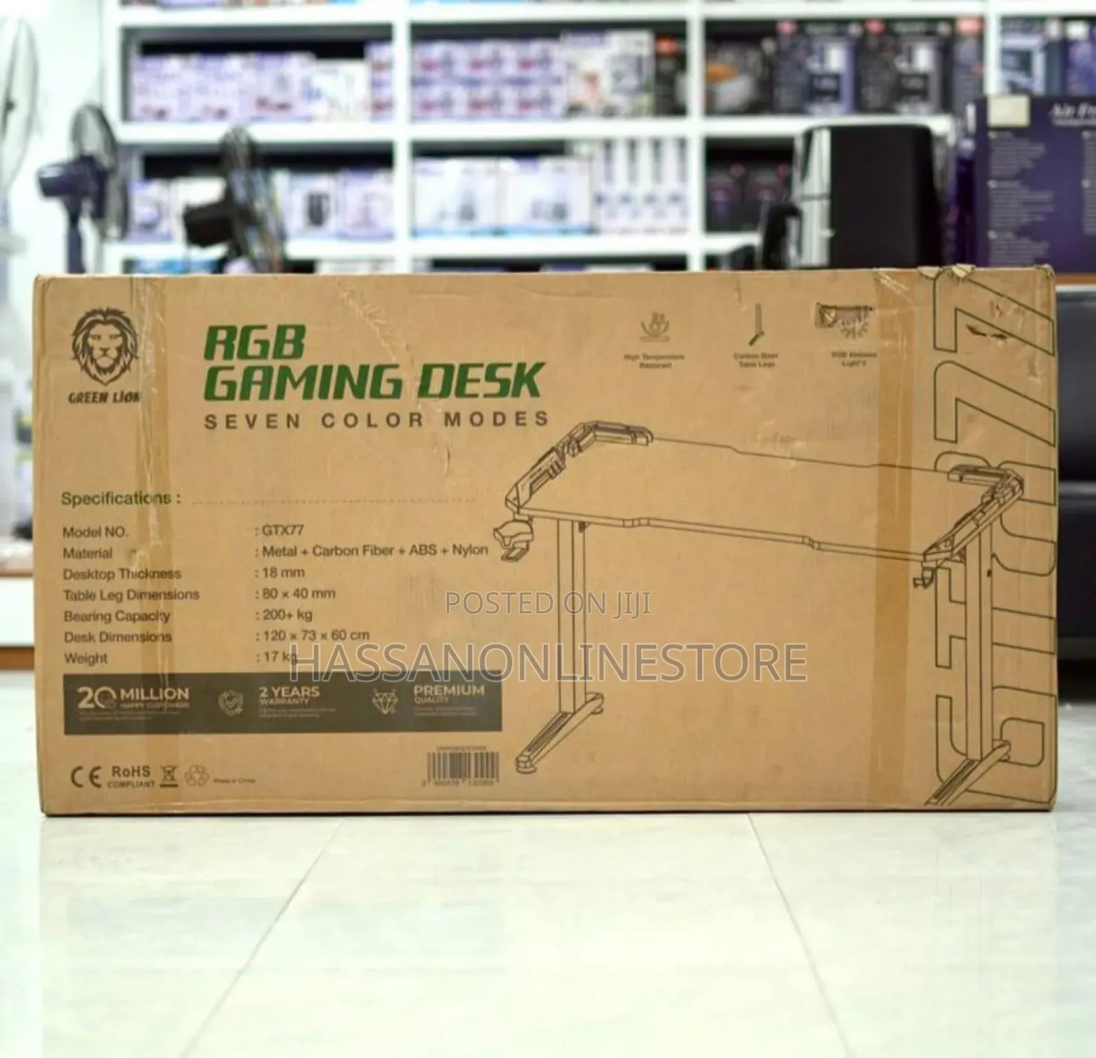 Green Lion RGB Gaming Desk - Black