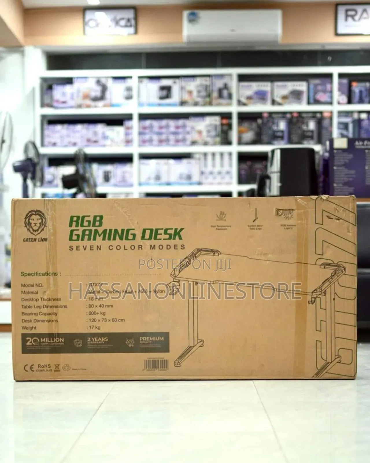 Green Lion RGB Gaming Desk - Black