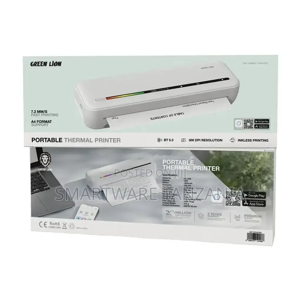 Green Lion Portable Thermal Printer - White
