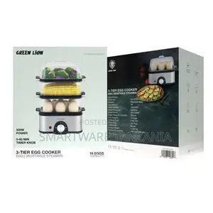 Green Lion 3-Tier Egg Cooker | Vegetable Steamer 500w - Gray