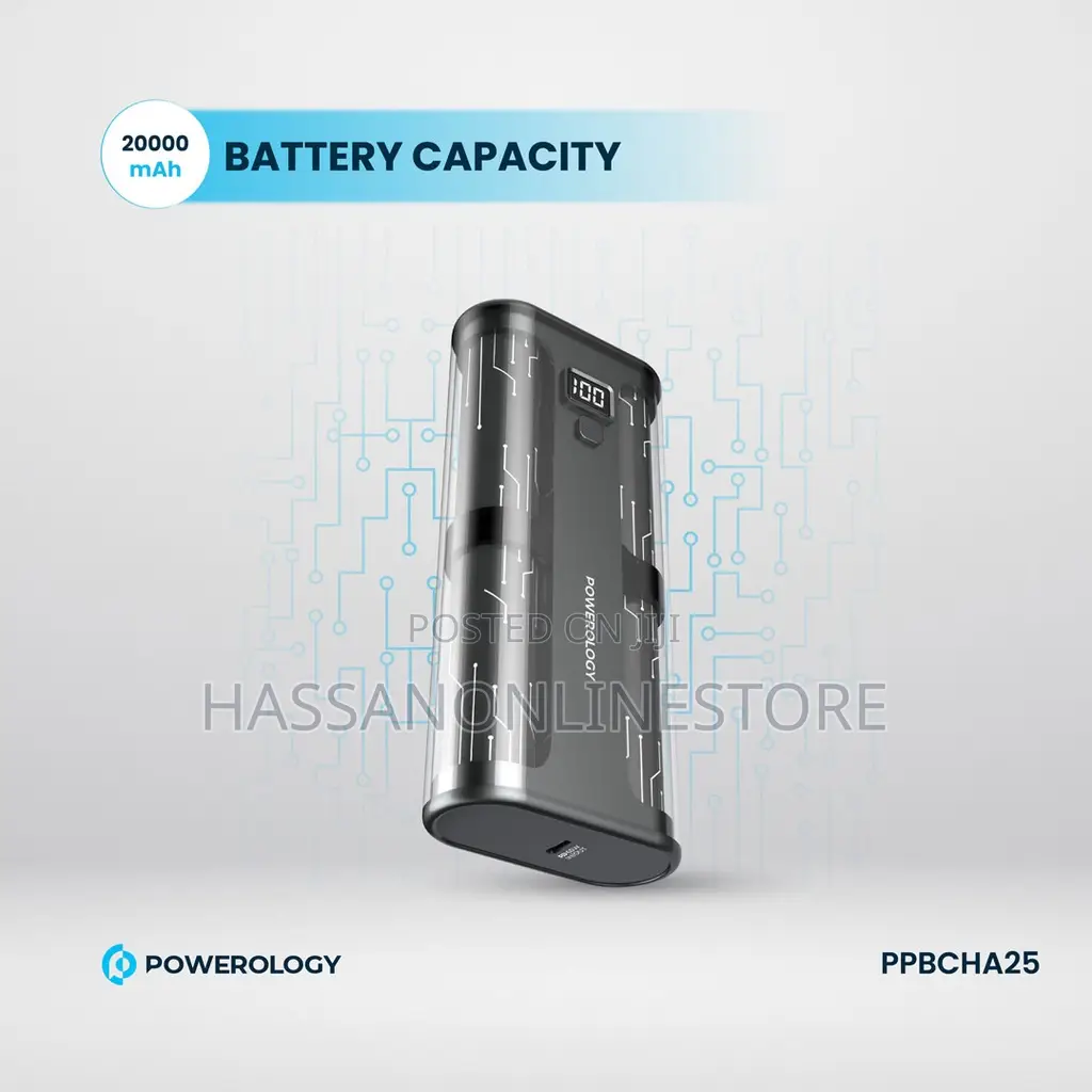 Powerology Crystalline Series Power Bank 20000mah Pd 65w