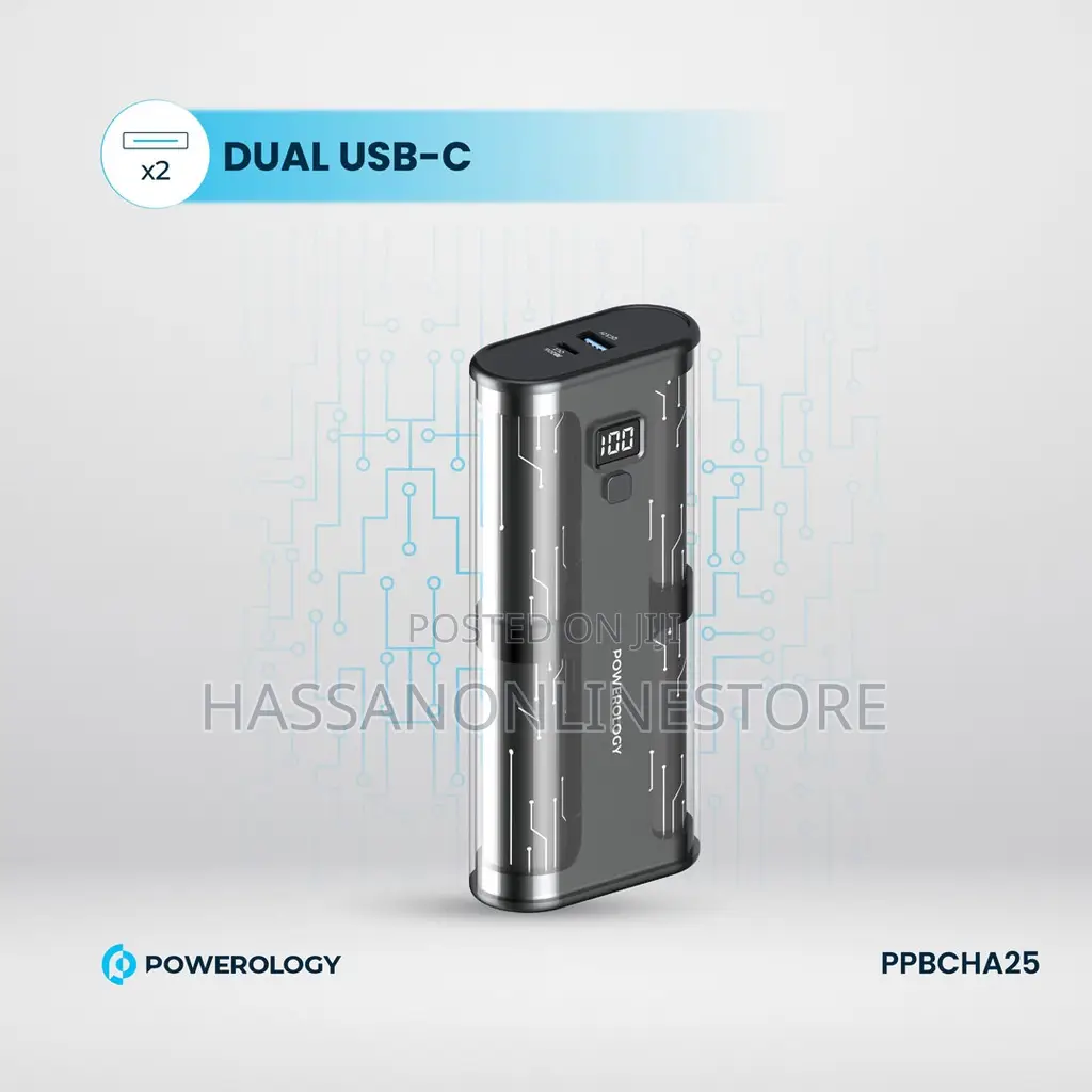 Powerology Crystalline Series Power Bank 20000mah Pd 65w