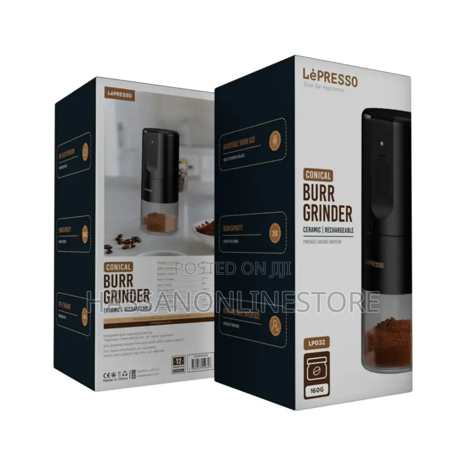 Lepresso Portable Coffee Grinder Espresso Machine - Black