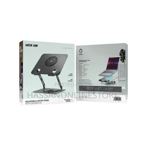Green Lion Adjustable Laptop Stand With Cooling Fan - Black