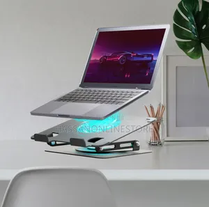 Green Lion Adjustable Laptop Stand With Cooling Fan - Black
