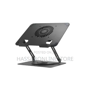Green Lion Adjustable Laptop Stand With Cooling Fan - Black