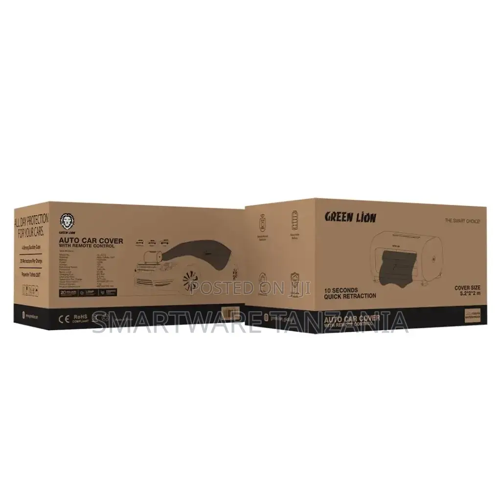 Green Lion Auto Car Cover With Remote Control - Black