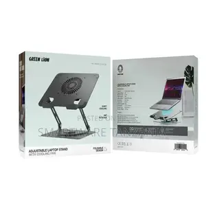 Green Lion Adjustable Laptop Stand With Cooling Fan, Black