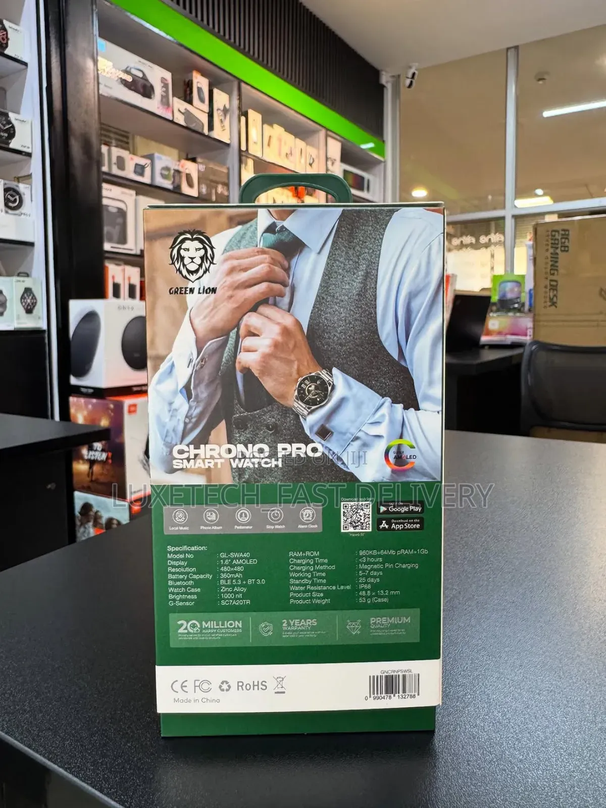 Premium Green Lion Chrono Pro Smartwatch With Amoled Display