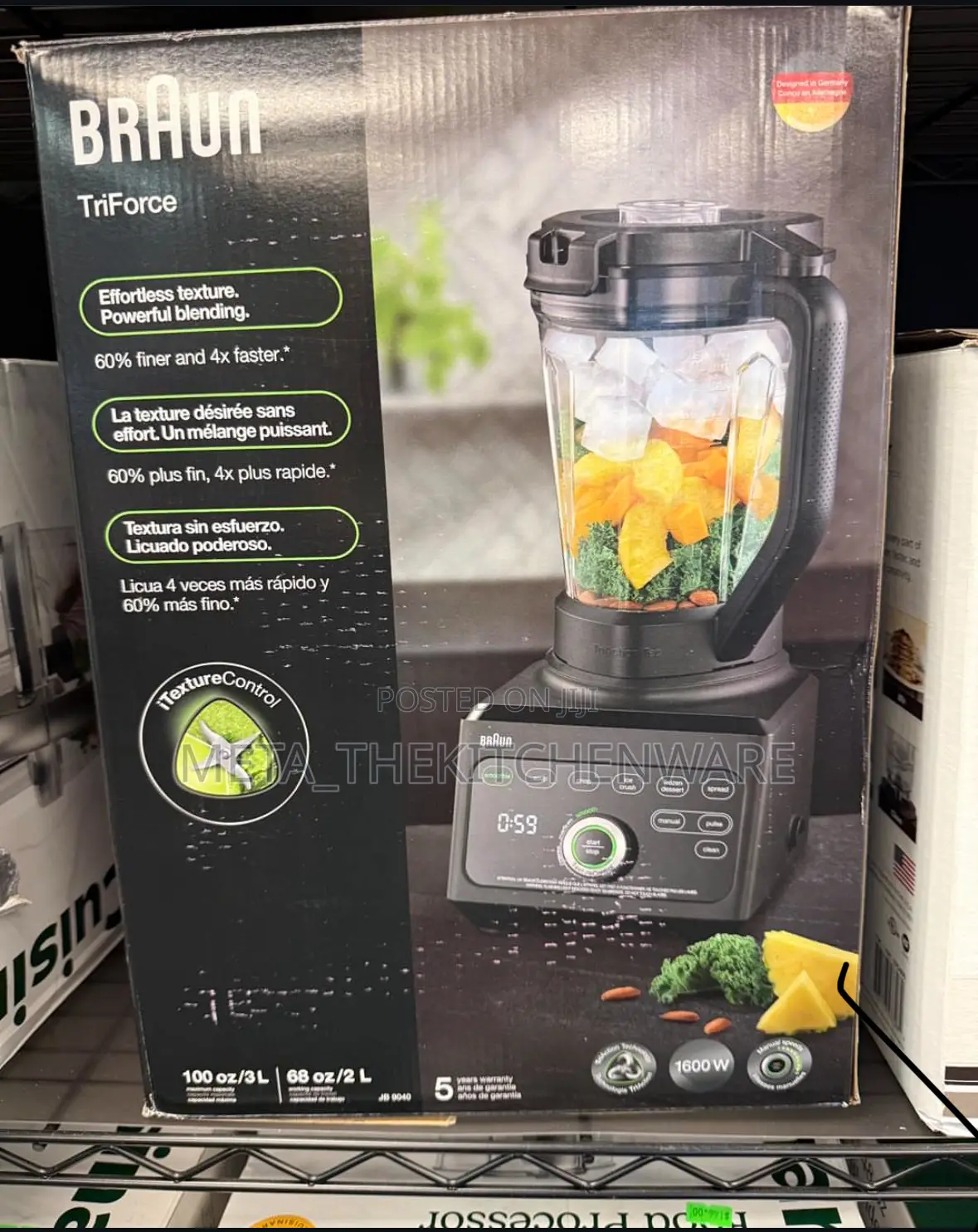 Braun Power Blender 3l 1600w With 2 Plastic Jars Jb9042bk