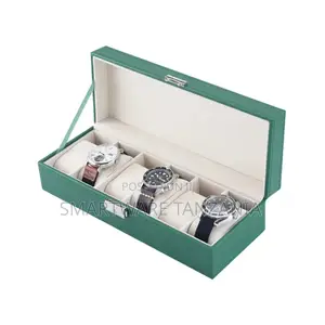 Watch Box With 6 Slots, Pu Leather Watch Organizer