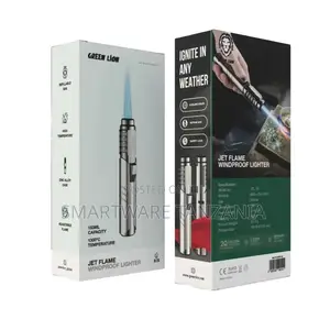 Green Lion Jet Flame Windproof Lighter - Silver