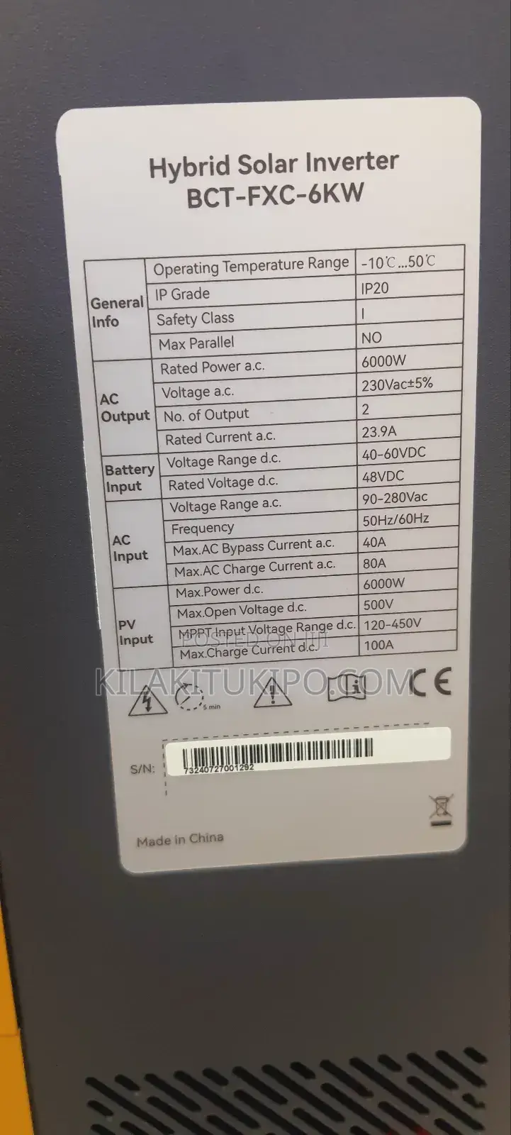 6kw-BCT-FXC-Hybrid Solar Inverter