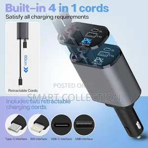4 in 1 Best Retractable Car Charger for Type C iPhone