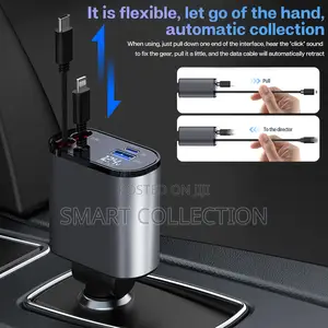 4 in 1 Best Retractable Car Charger for Type C iPhone