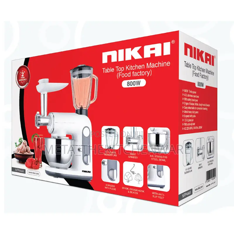 Nikai Kitchen Machine 3 In 1 Stand Mixer 1000w 5l