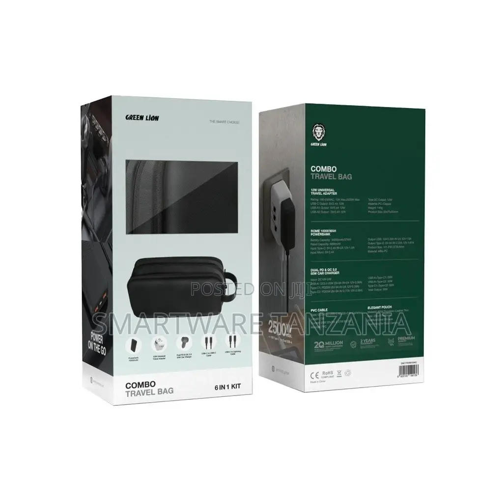 Green Lion Combo Travel Bag 6 in 1 Kit - Black