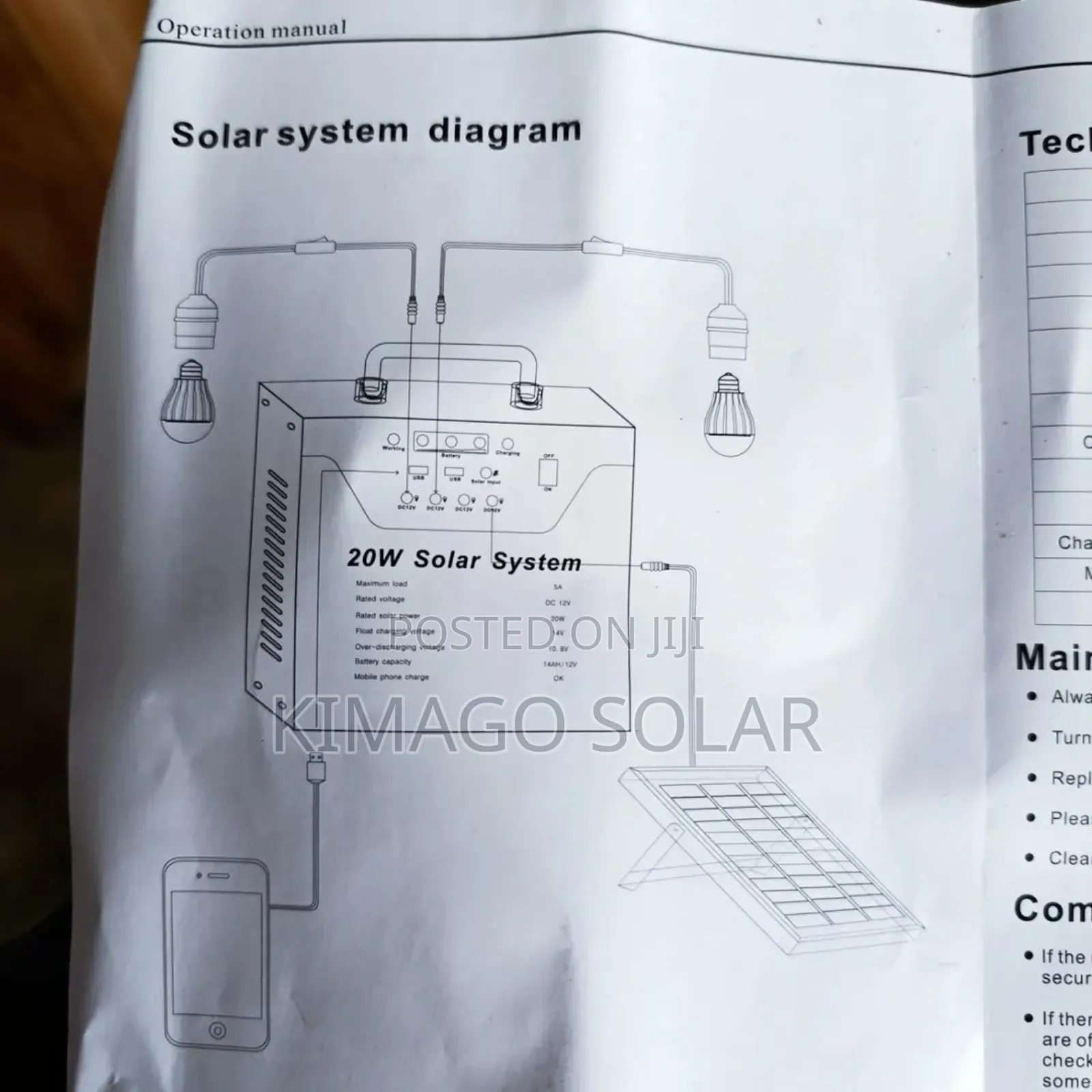 Solar Lighting Kit Yenye Betri Imara N14