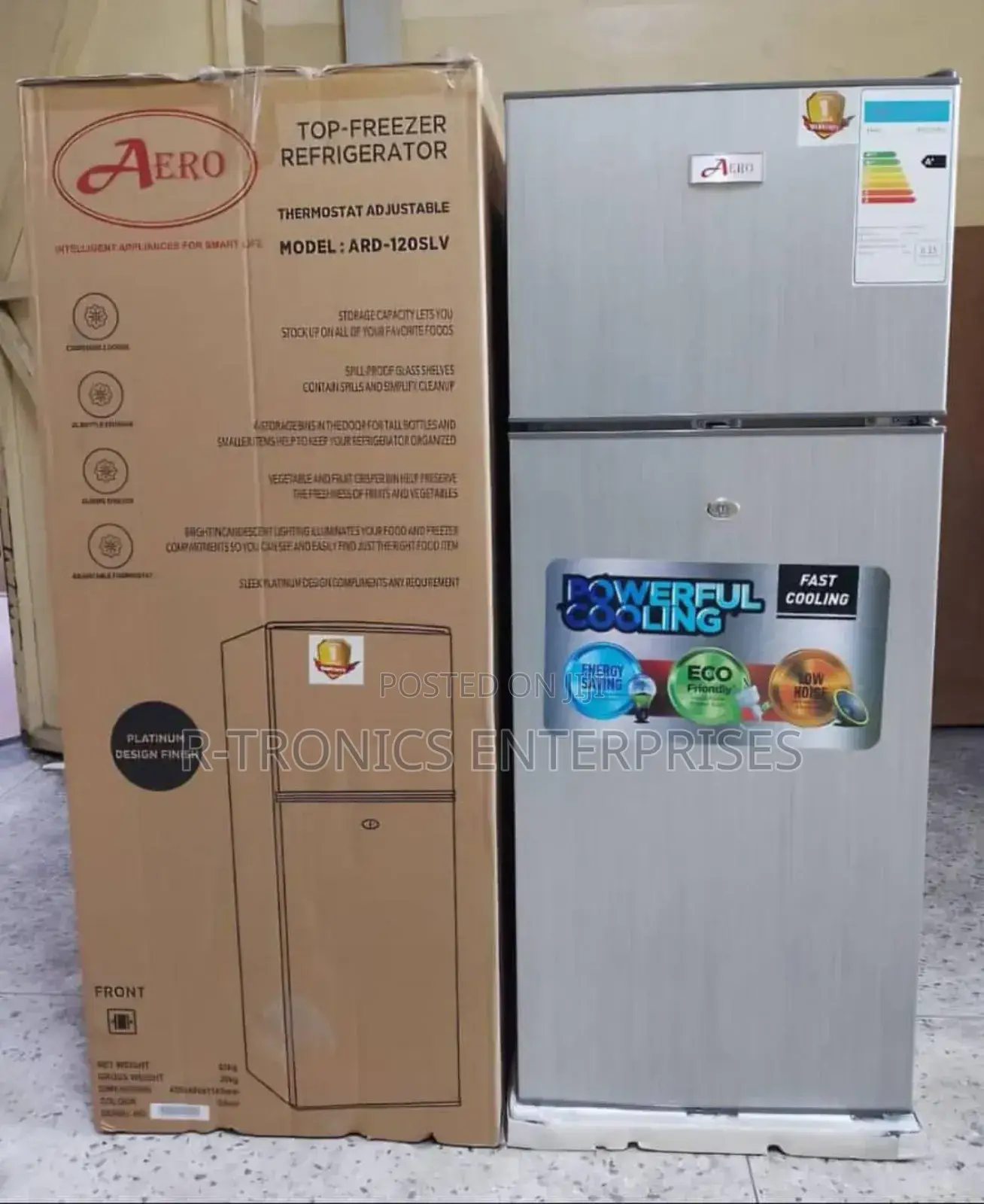 Aero Refrigerator 120l Double Door Top Freezer Ard-120