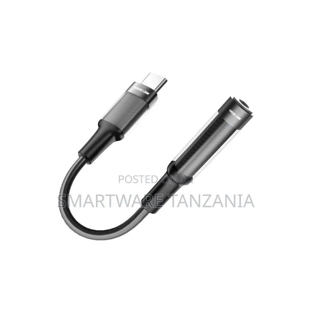 Green Lion Earphone Adapter Usb-C to 3.5 Aux 12cm - Black