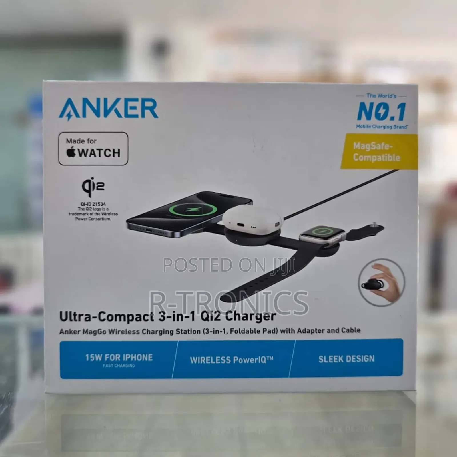 Anker Maggo B25m8h11 Ultra Compact 3in1 Qi2 Magsafe Wireless Charger