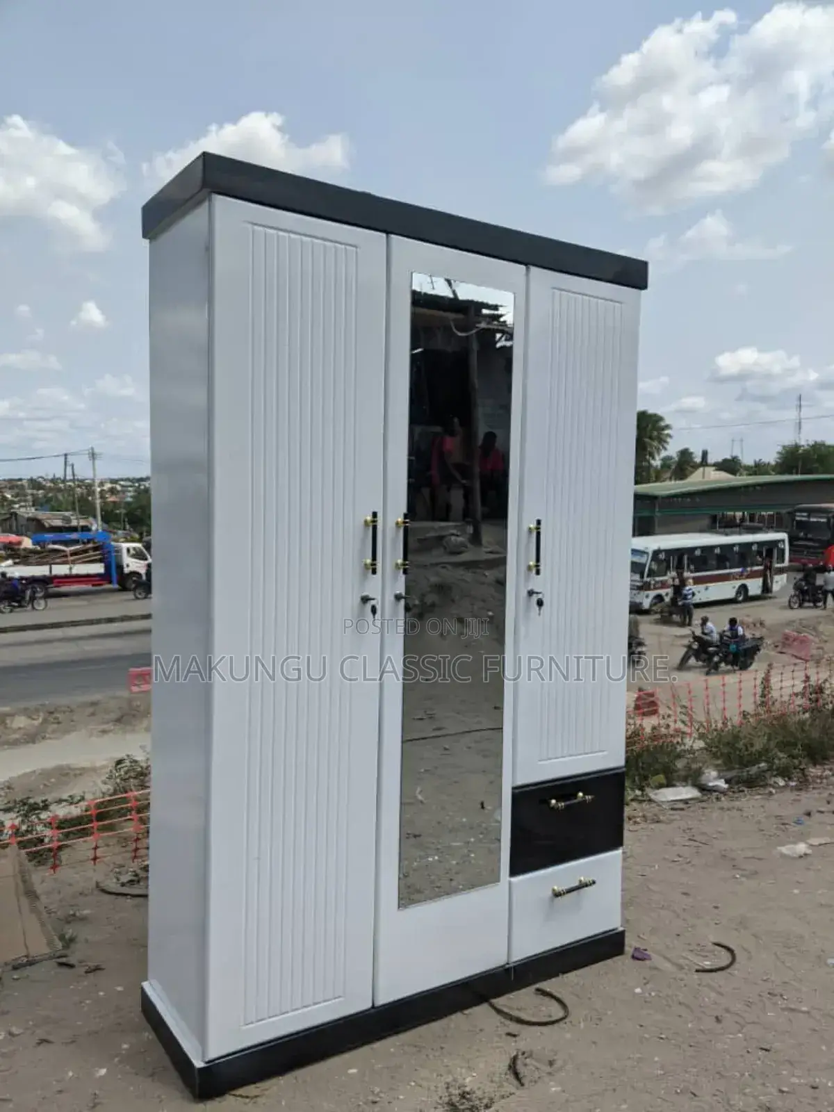 Multicolored Wardrobe With Three Doors