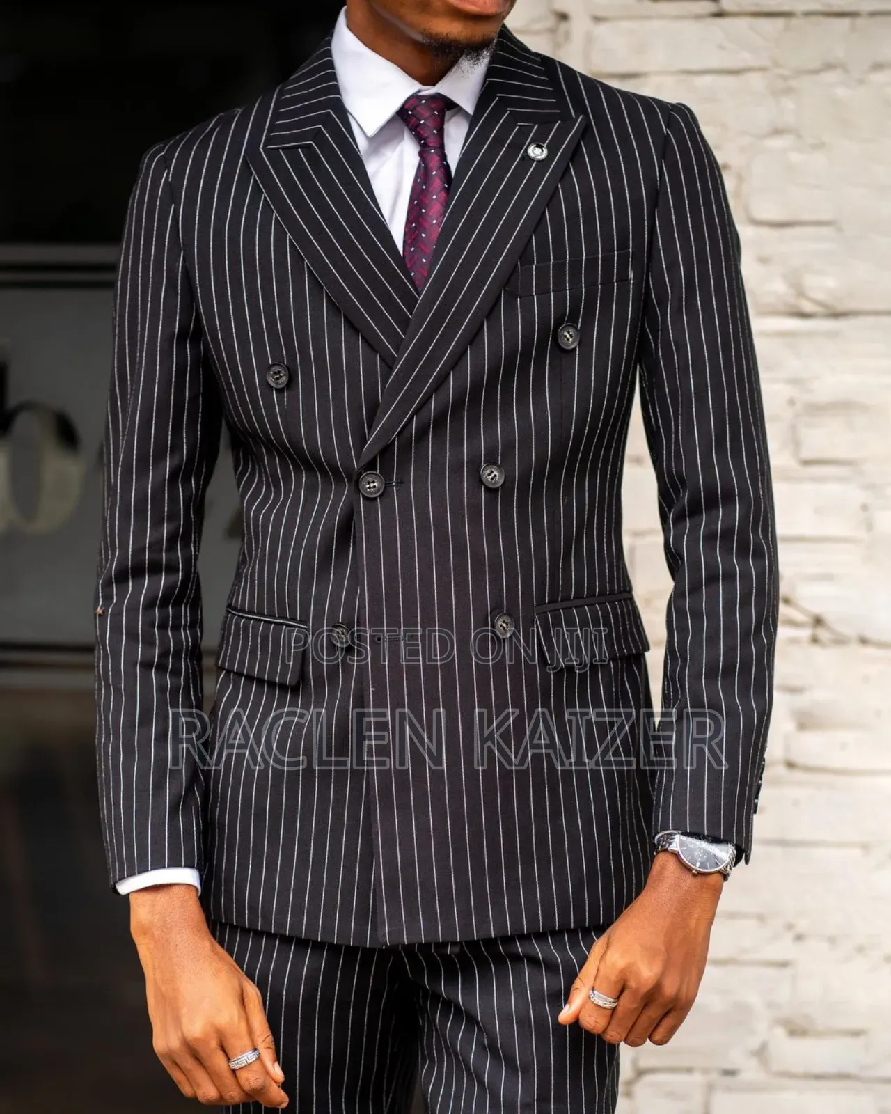 Brand Ricardo Brand Suit Ya Mistari Black