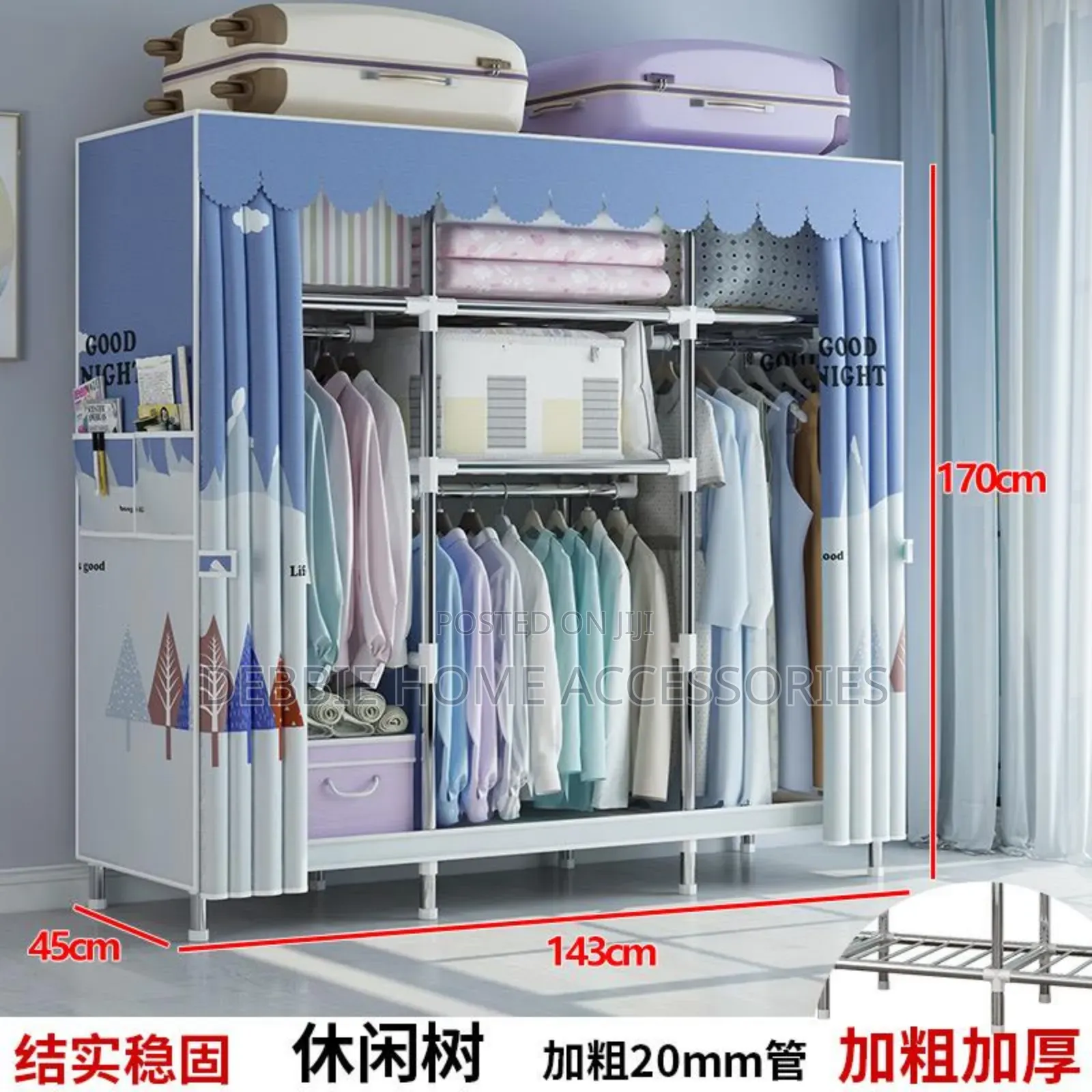 3doors Wardrobe With Steel Pipe