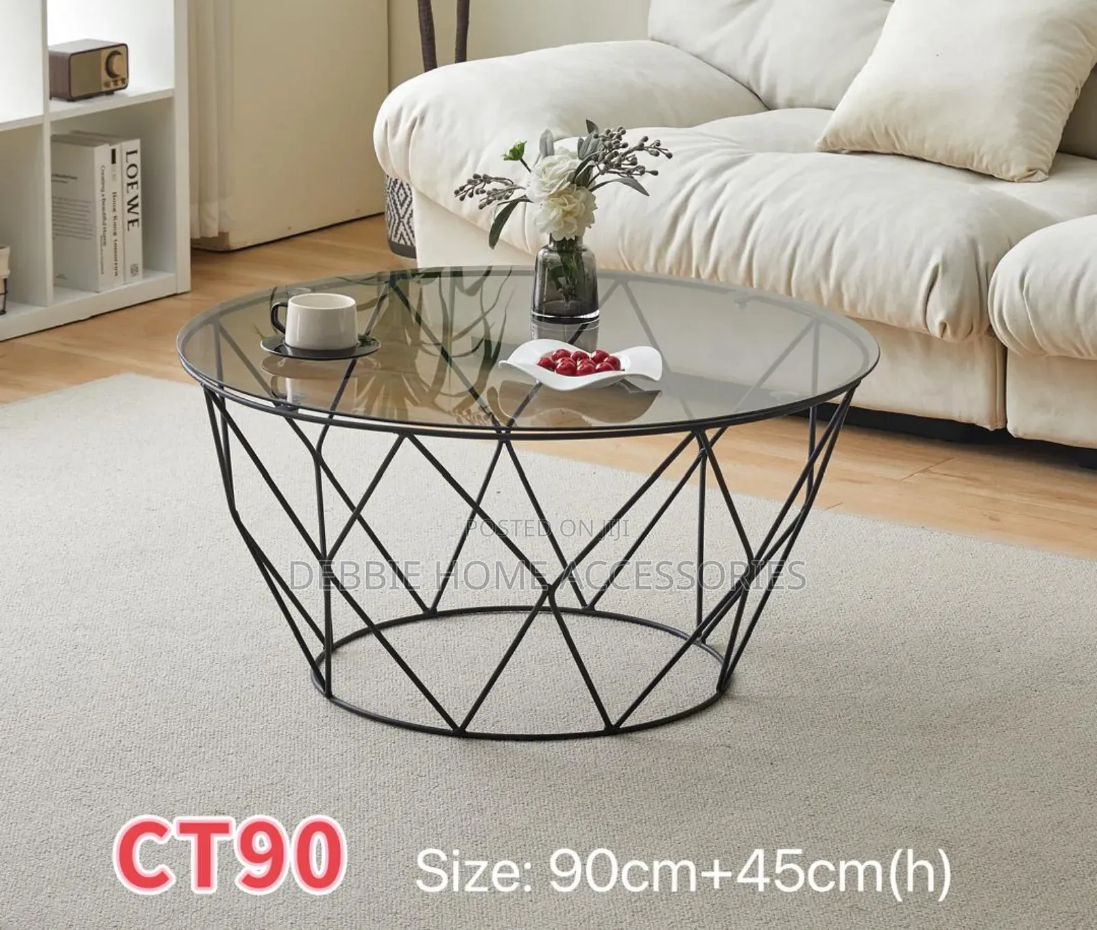Ct90-Coffee Display Round Wrought Iron Glass Coffee Table
