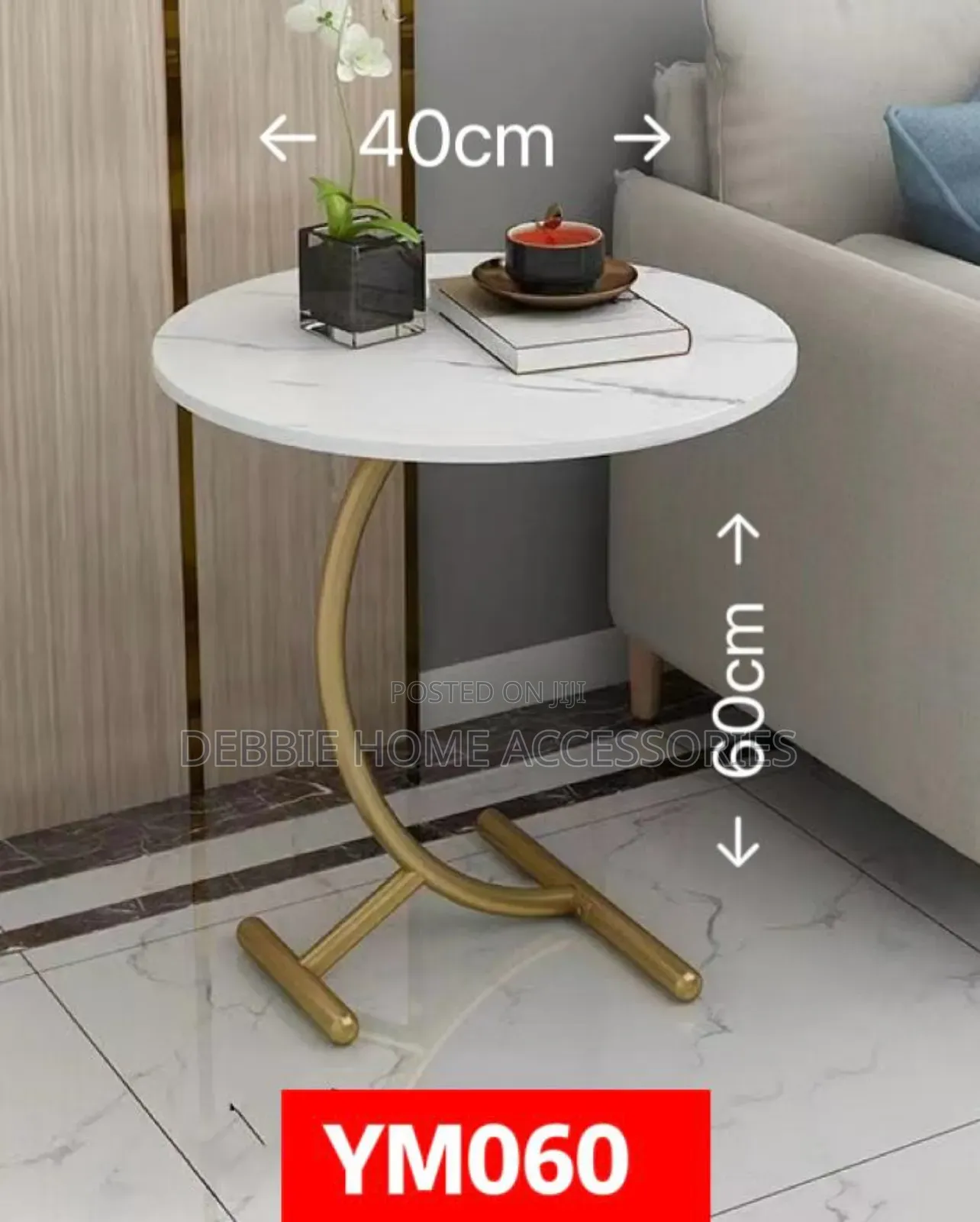 Side Table With Wooden Marble Top