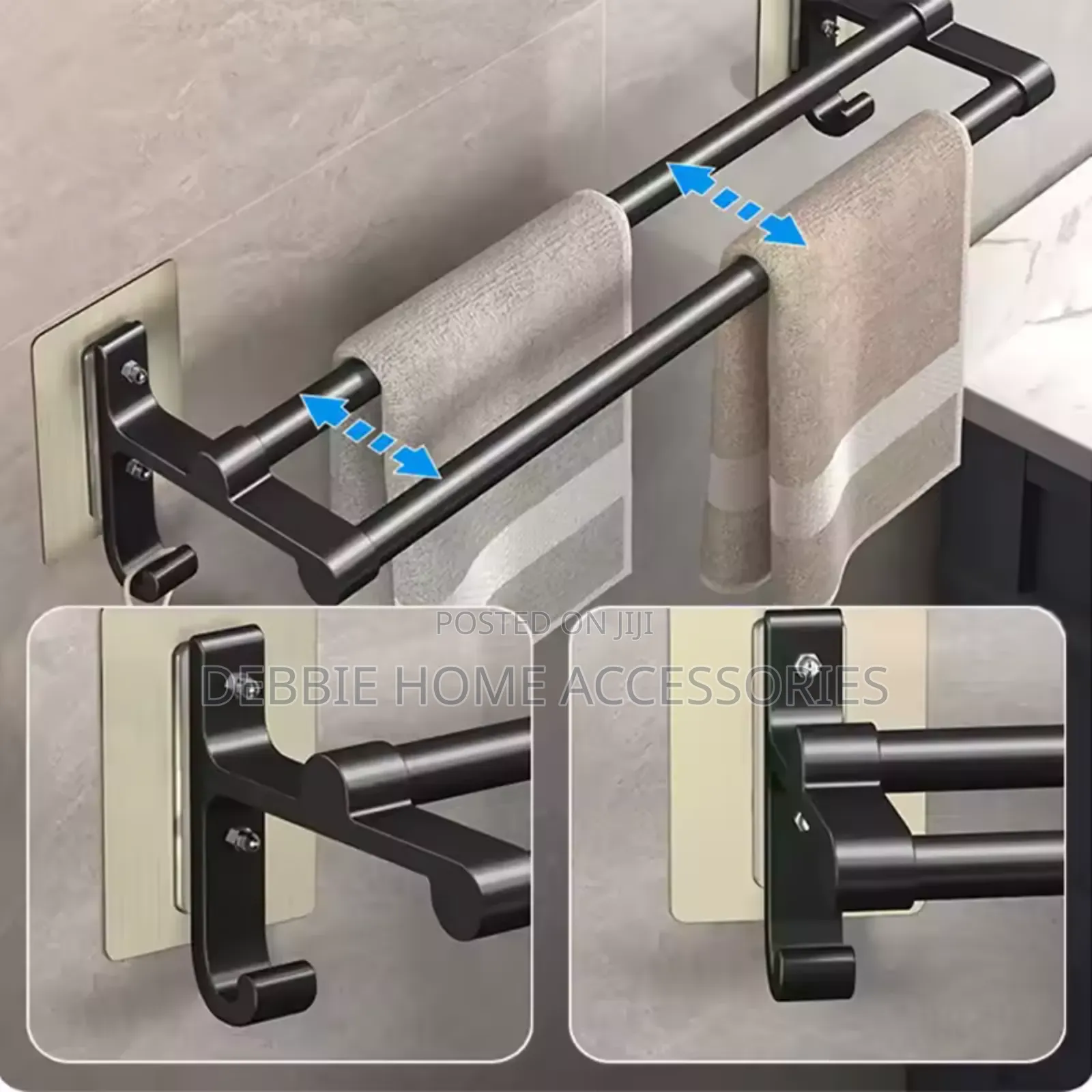 Double Rod Bathroom Towel Holder Without Drilling Screws