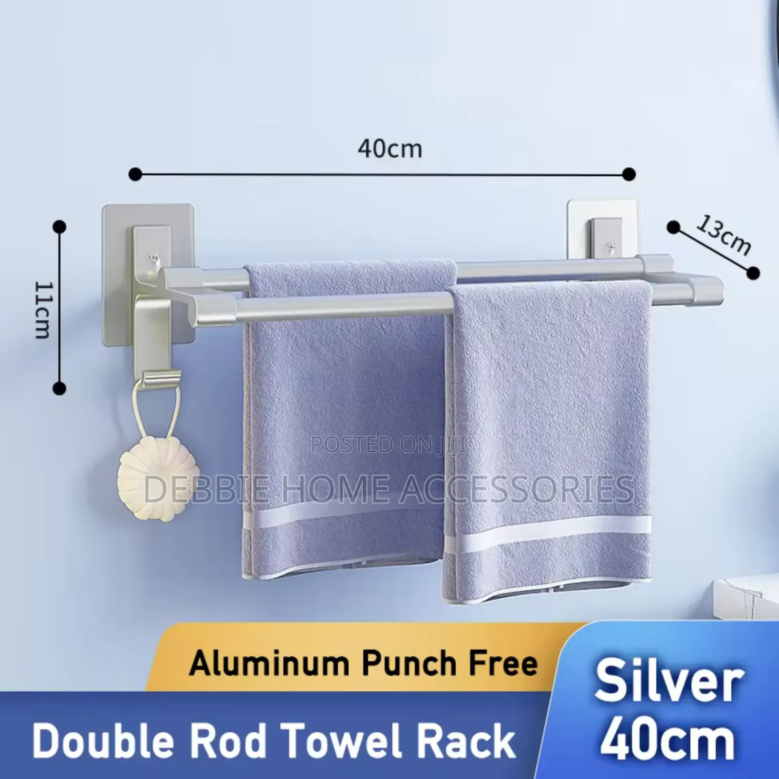 Double Rod Bathroom Towel Holder Without Drilling Screws