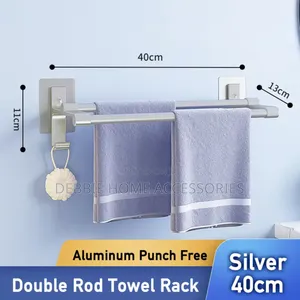 Double Rod Bathroom Towel Holder Without Drilling Screws