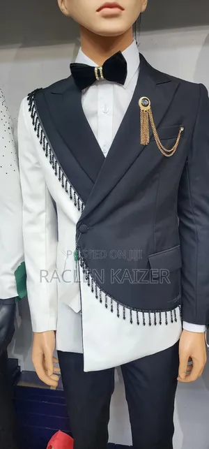 Asymmetrical Tuxedo-Style Suit With a Unique Design